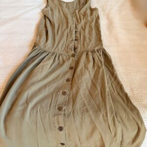 Button-Back Sleeveless Midi Dress - Olive